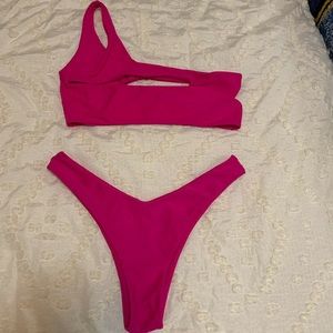 Hot Pink One Shoulder Bikini
